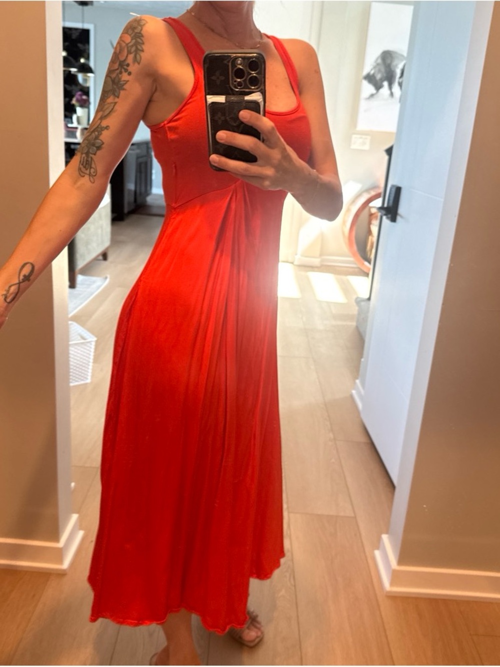 Anthropologie Red Sleeveless Midi Dress